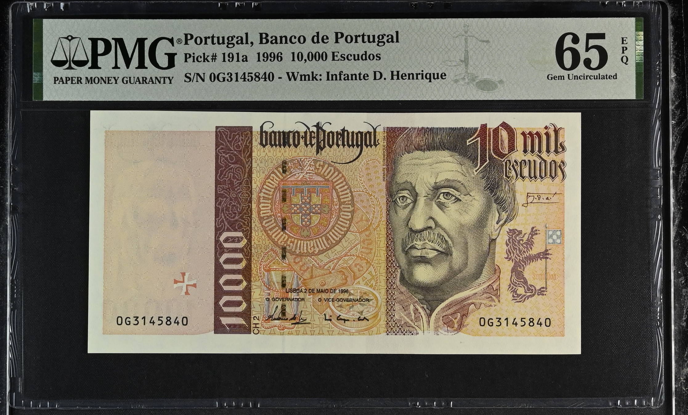 10.000 Escudos Infante D. Henrique 02.05.1996 PMG 65