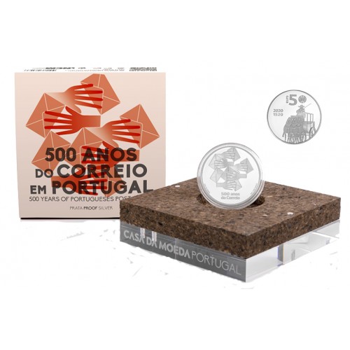 Portugal 5€ 500 Anos do Correio em Portugal Prata Proof 2020