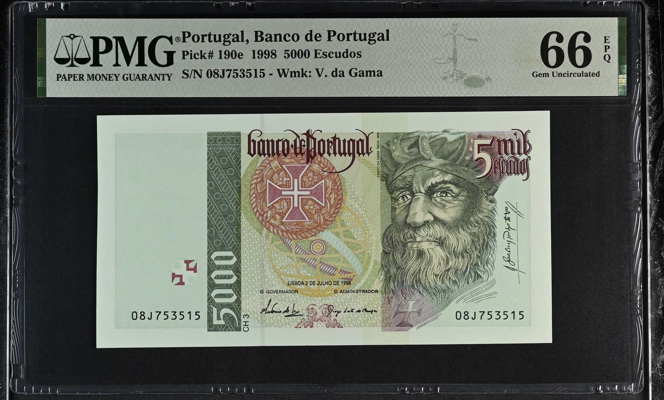 5.000 Escudos Vasco da Gama 02.07.1998 - PMG 66