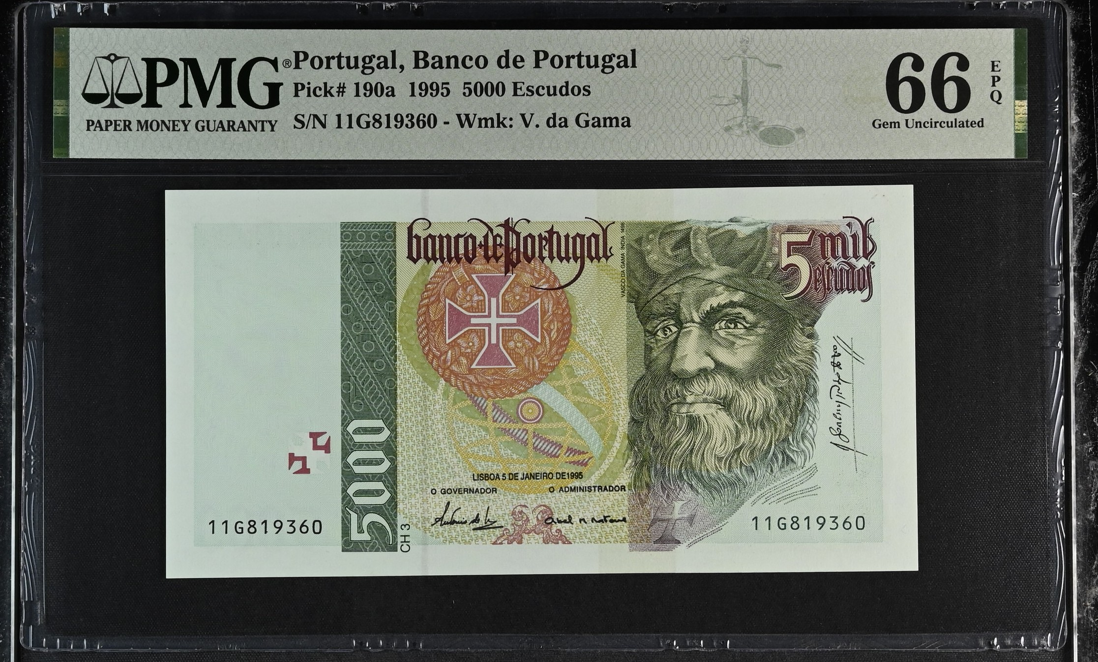 5.000 Escudos Vasco da Gama 05.01.1995 - PMG 66