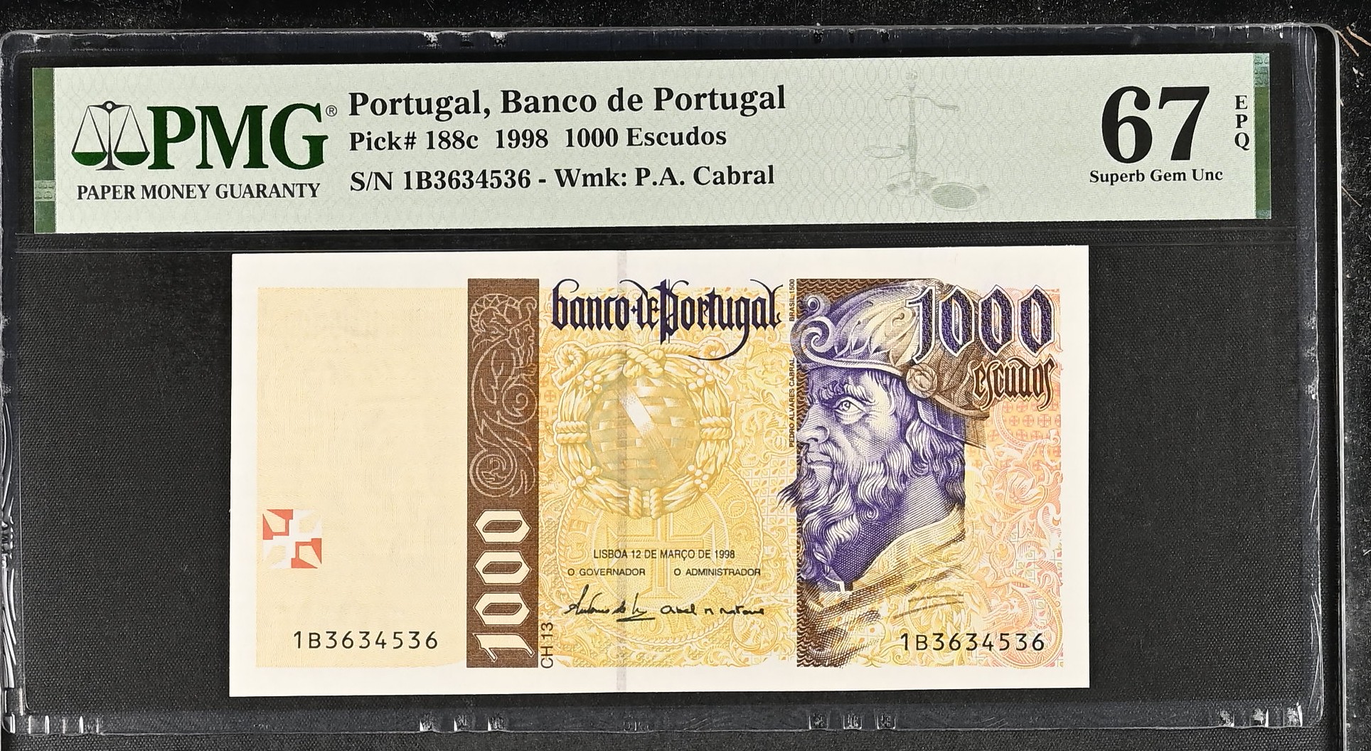 1.000 Escudos Pedro Álvares Cabral 12.03.1998 PMG67