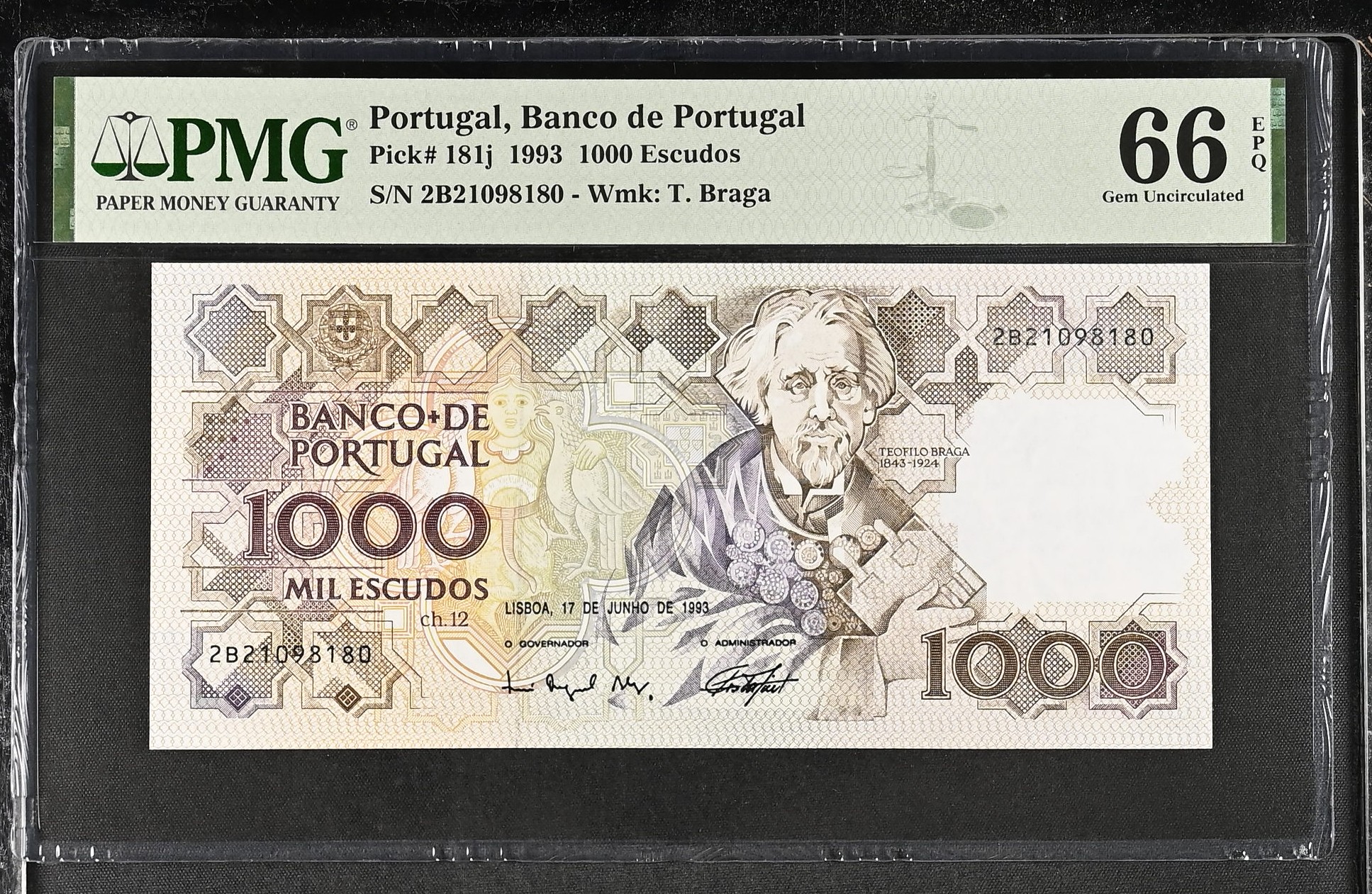 1.000 Escudos Teófilo Braga 17.06.1993 PMG66