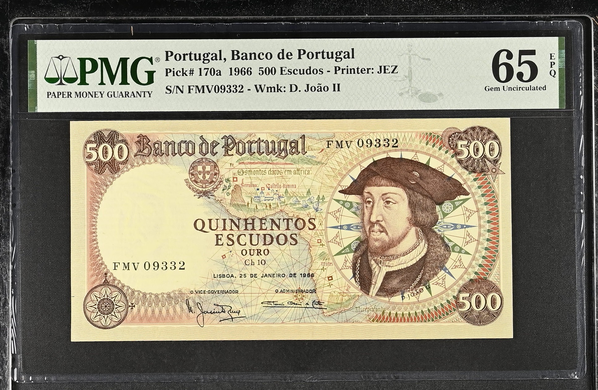 500 Escudos D. João II 25.01.1966 PMG65