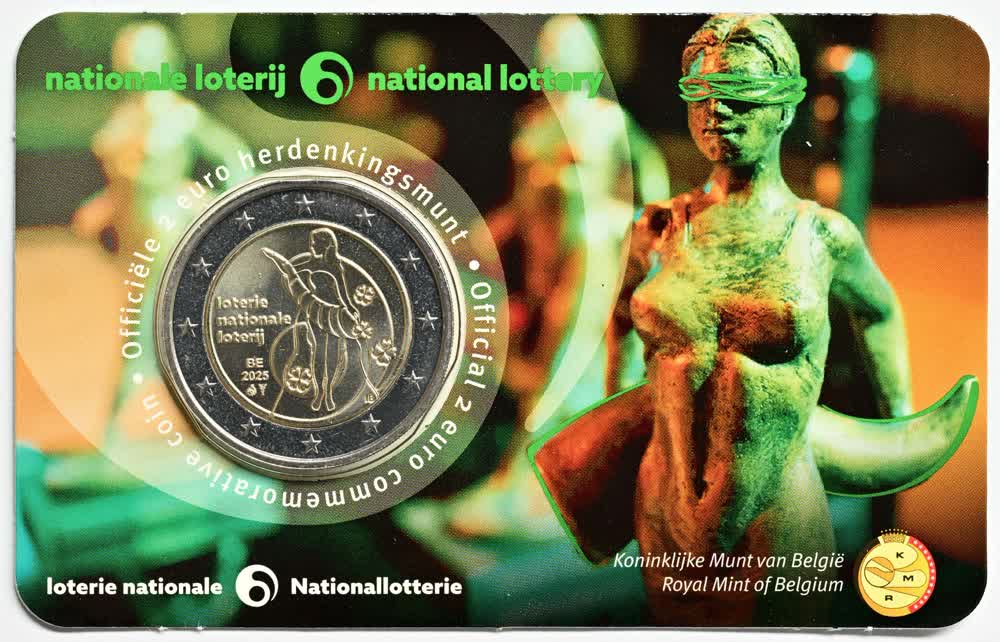 Bélgica 2€ Lotaria Nacional 2025 coin card Holandês 