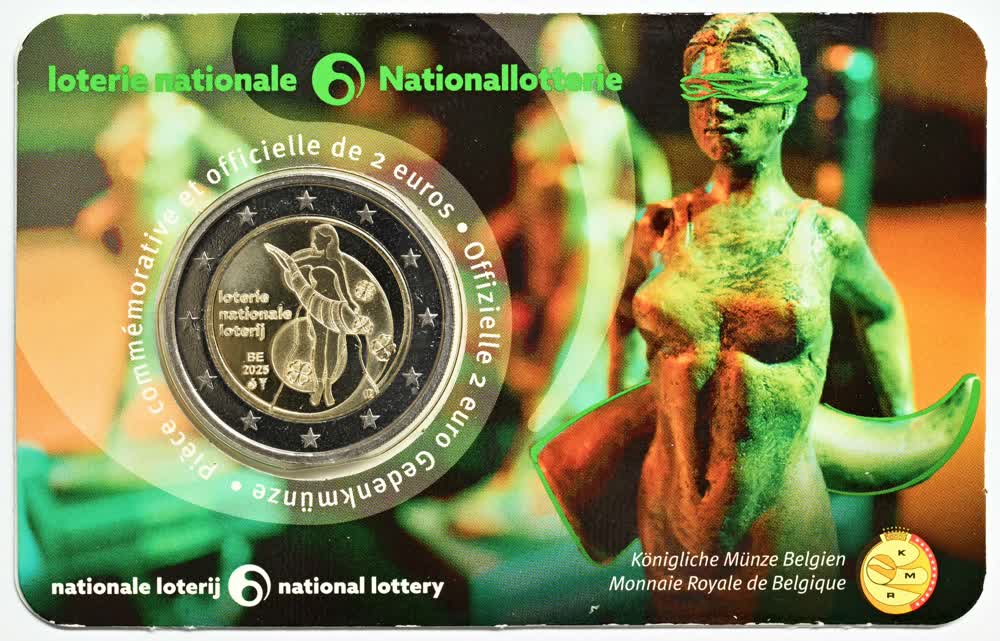 Bélgica 2€ Lotaria Nacional 2025 coin card Francês 