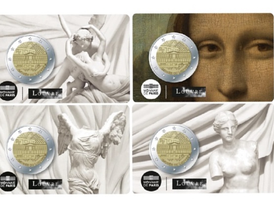 França 2€ Louvre 2025 4 Coincards  