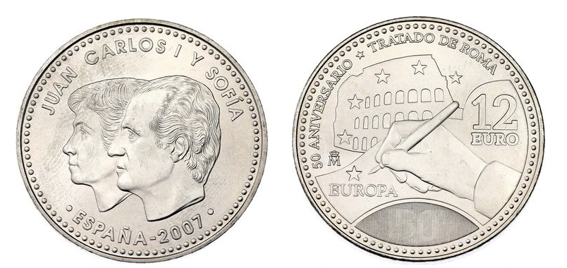 Espanha 12€ 50º Aniv Tratado Roma Prata 2007
