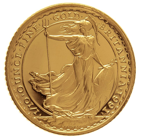 UK 10 Pounds (1/10 onça) Ouro 1991