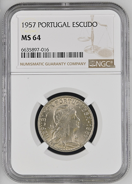 1 Escudo de 1957 NGC MS64
