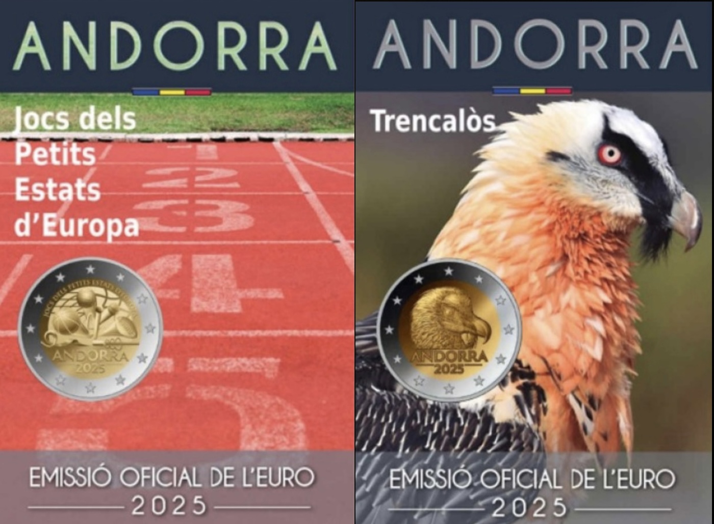 Andorra 2€ 2025 ( Conjunto Jogos dos Pequenos Estados da Europa + Abutre barbudo)  