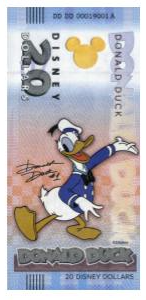 Nota 20 Disney Dolar Donald Duck 2025