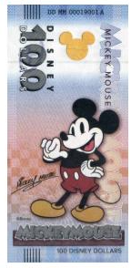 Notas 100 Disney Dolar Mickey Mouse 2025