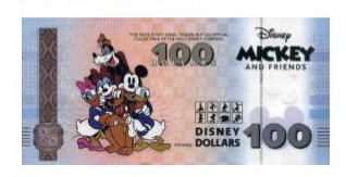 Notas 100 Disney Dolar Mickey Mouse 2025