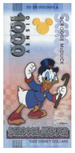 Nota 1000 Disney Dolar Scrooge McDuck 2025