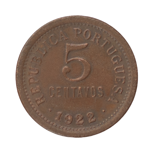 Portugal 5 Centavos 1922 Bronze