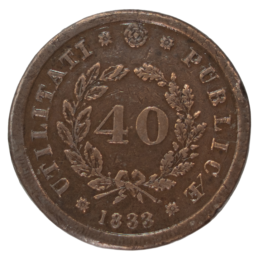 D. Maria II Pataco (40 Réis) Porto 1833 Bronze