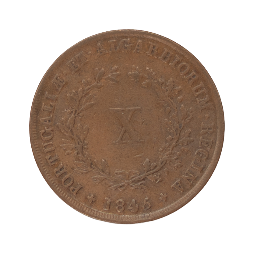D. Maria II X Réis 1845 Cobre