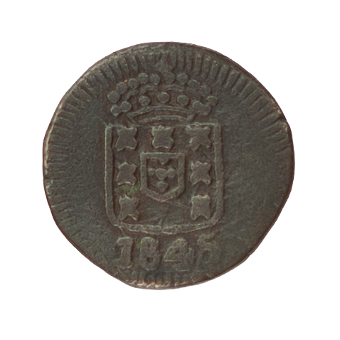 Índia D. Maria II 6 Réis 1845 Cobre