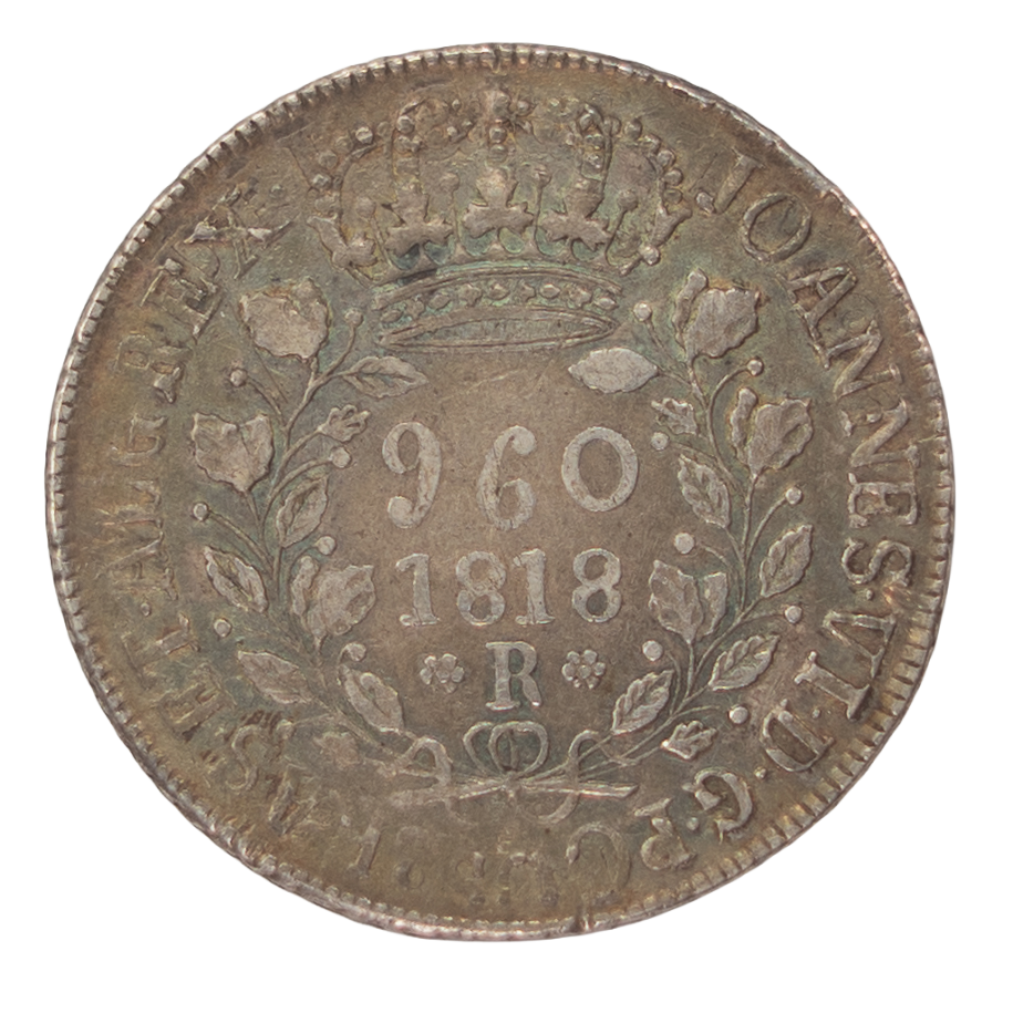 Brasil D. João VI 960 Réis 1818 Rio de Janeiro (Recunho S/8 Reales) Prata