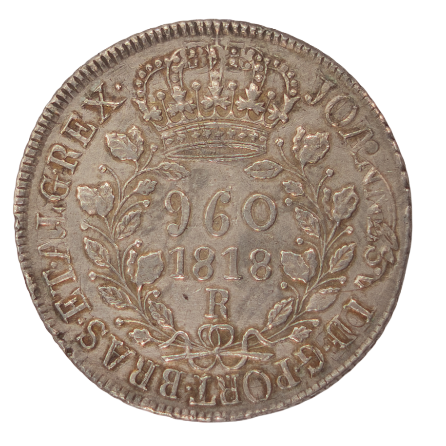 Brasil D. João VI 960 Réis 1818 Rio de Janeiro (Recunho S/8 Reales) Prata MBC