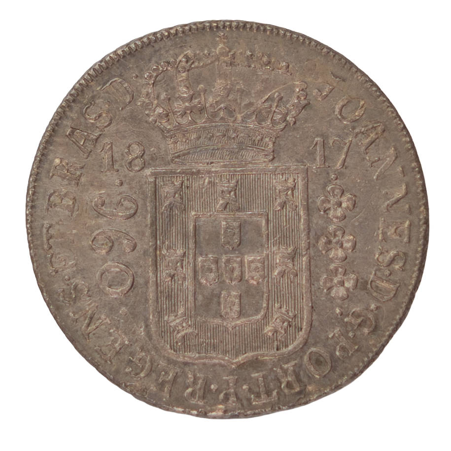 Brasil D. João VI 960 Réis 1817 Rio de Janeiro (Recunho S/8 Reales) Prata