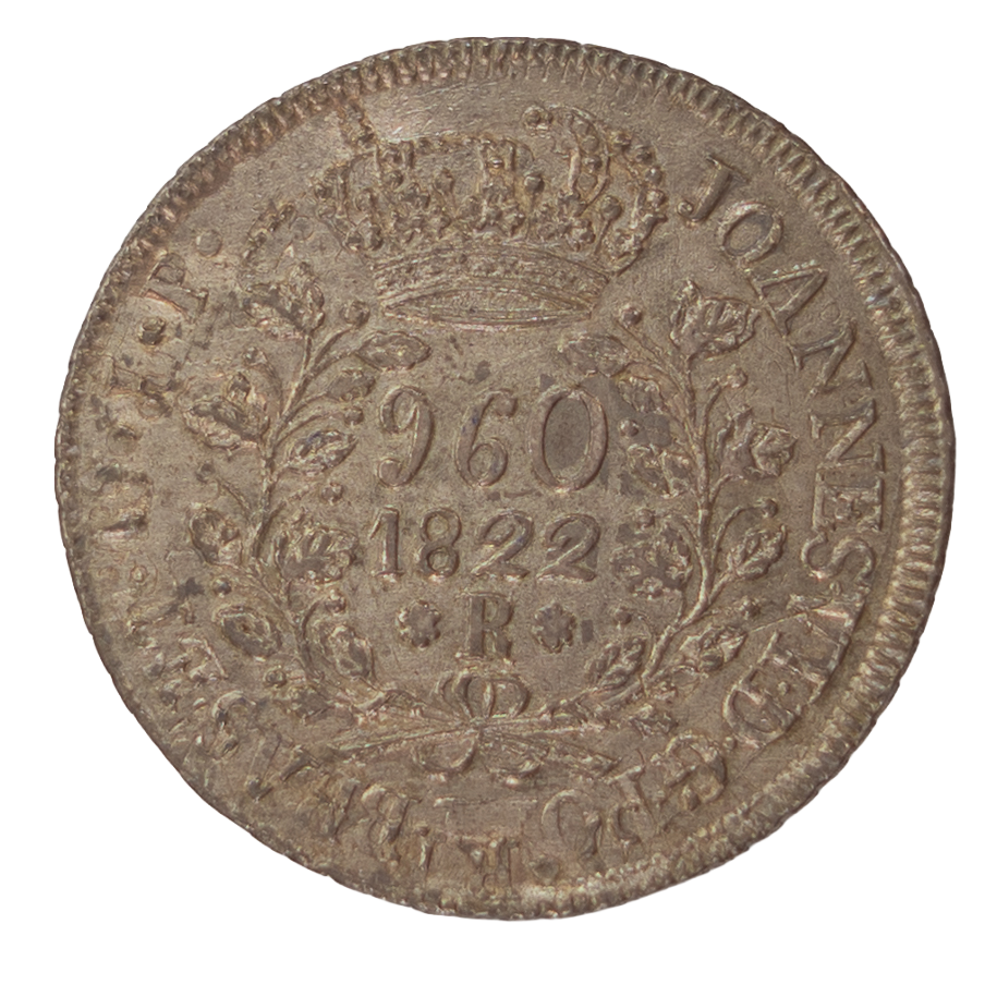 Brasil D. João VI 960 Réis 1821 Rio de Janeiro (Recunho S/8 Reales) Prata 