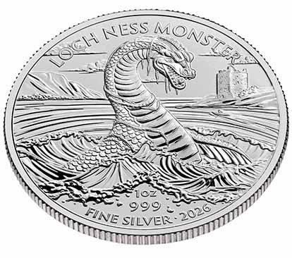 UK 2 Pounds (1 oz. Prata) Monstro do Lago Ness, 2026