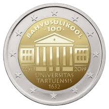Estónia 2€ 100 anos Universidade Tartu 2019