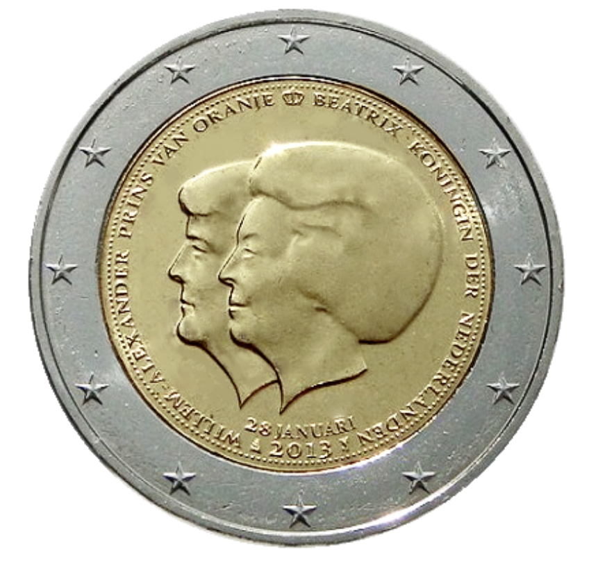 Holanda 2€ Retrato Duplo - Abdicação da Rainha Beatrix 2013
