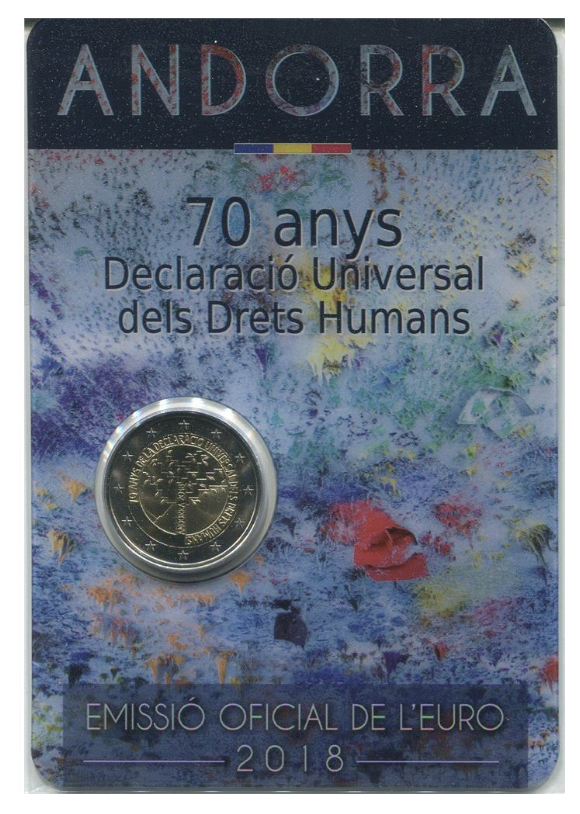 Andorra 2€ 70º Aniversário de Declaração Universal dos Direitos do Homem 2018