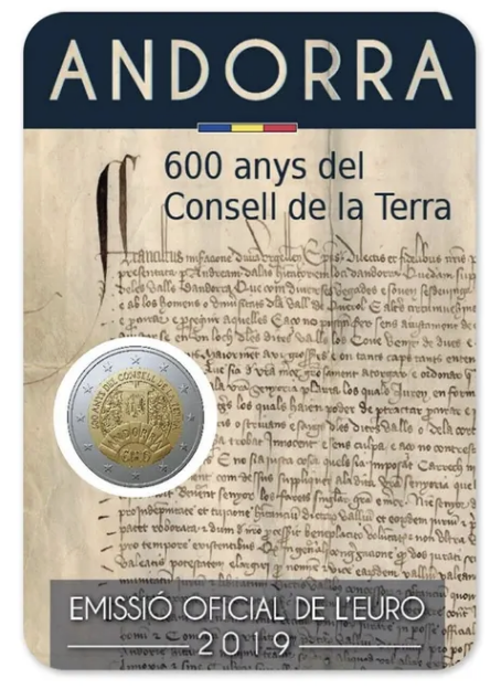 Andorra 2€ 600 Anos do Conselho da Terra 2019