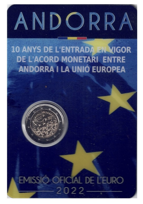 Andorra 2€ 10 Anos do Acordo Monetário 2022