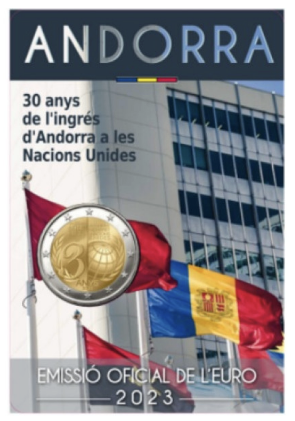 Andorra 2€ 30 Anos da Adesão à ONU 2023