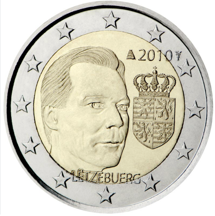 Luxemburgo 2€ Brasão de Armas do Grão Duque Henri 2010