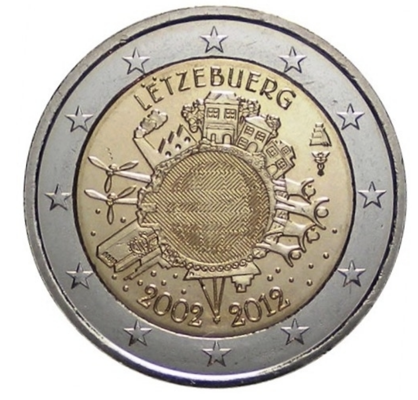Luxembrugo 2€ 10 anos do Euro 2012
