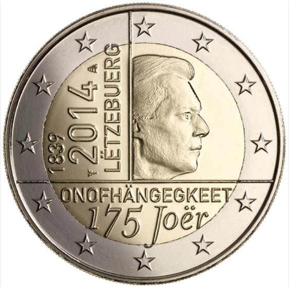 Luxemburgo 2€ 175 Anos Independência 2014 