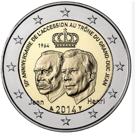 Luxemburgo 2€ 50 Anos da Ascensão ao Trono do Grand Duc Jean 2014