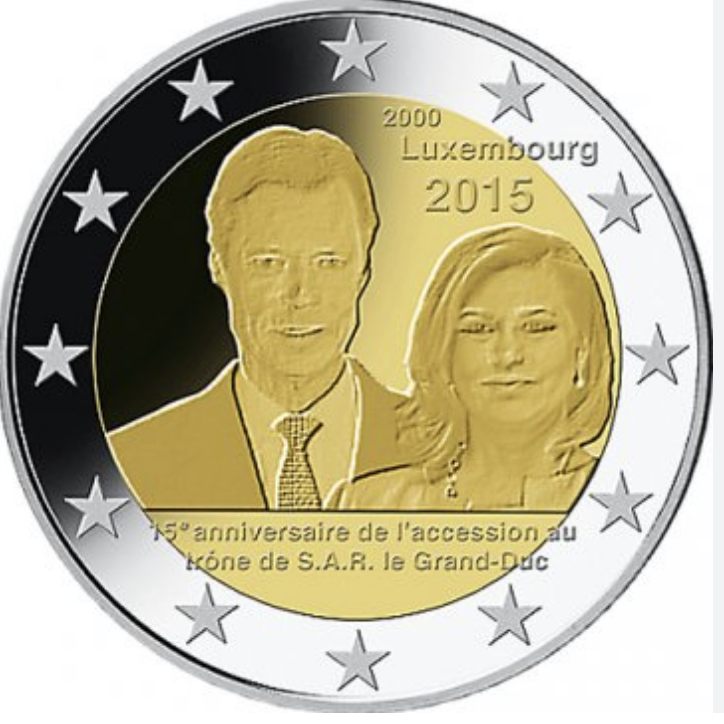 Luxemburgo 2€ 15 Anos da Ascensão ao Trono do Gran Duque Henri 2015