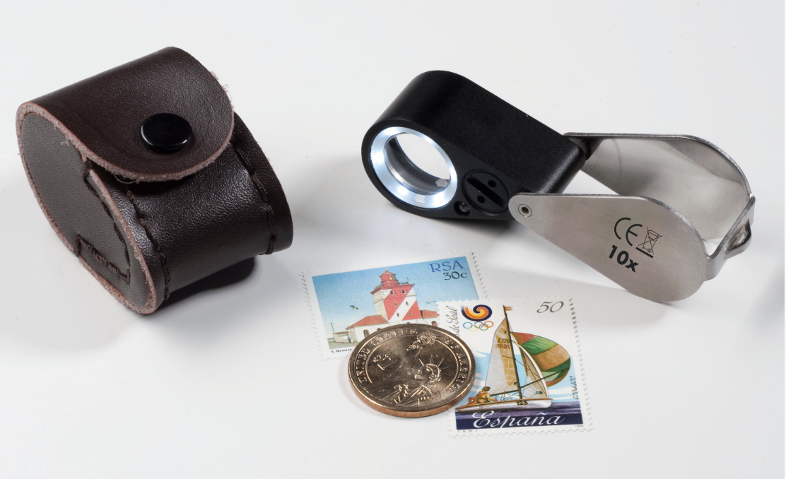 Lupa de Precisão 10x com Led e  Lâmpada Uv 